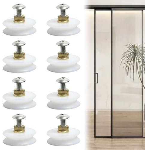 Lot de 8 roulettes de porte de douche en Acier Inoxydable, Diamètre 22 mm, Rouleaux de Remplacement Durables et Silencieux pour Cabines de Douche et Baignoires