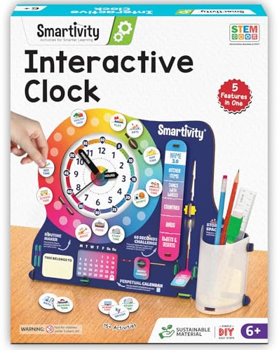 Smartivity DIY Interactive Clock with Stationary Organiser for Kids Ages 8-14 | Features an Infinity Calendar | Birthday Gift for Boys&Girls | STEM Educational Toy for 8,9,10,11,12,13,14 Years
