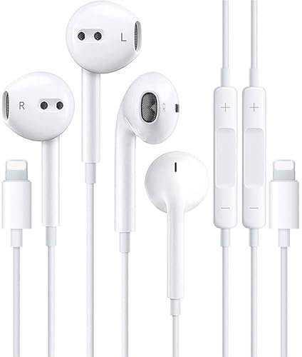 2 Pack Auricolari per iPhone, Cuffie per iPhone,Cuffie In-Ear Hi-Fi Stereo con Controllo del Volume e del Microfono Compatibile con iPhone 14/14 Pro/13/13 Pro/12/12 Pro/11/11 Pro/XS Max/X/XR/8/8P/7/7P