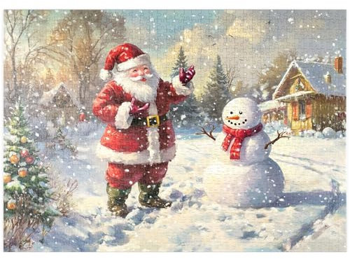 MyPuzzle Weihnachtsmann und Schneemann in Winterszenerie - Premium 1000 Teile Puzzle - MyPuzzle Sonderkollektion von Puzzle Galaxy