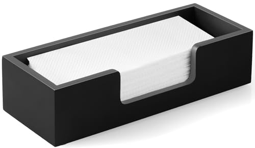 Papierhandtuchspender, Arbeitsplatte, gefalteter Papierhandtuchhalter aus Holz für Gäste-WC, kommerzieller Tischtuchspender für Multifold C-Falz, Z-Falz, dreifach gefaltet, Schwarz