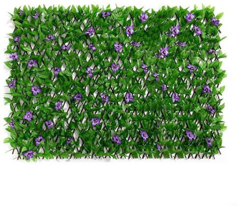 Puupaa Panneaux de treillis de jardin extensibles - Clôture de lierre artificiel - Haie d'intimité - Treillis à fausses feuilles vertes pour balcon, cour - 200 x 40 cm (A)