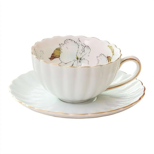 Royal Vintage - Tazza da tè in stile inglese, in ceramica, con motivo floreale, con fodera floreale, 1 tazza e 1 piatto, set da tè in porcellana, per cappuccino, latte, per compleanno, teaparty (verde