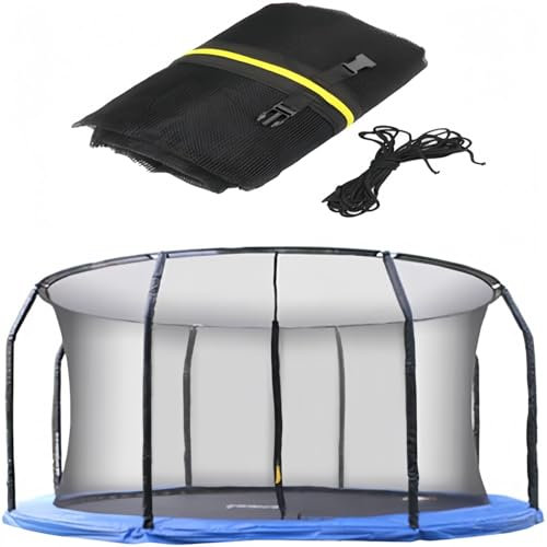 Generisch Trampolin Sicherheitsnetz 244 305 366 427 cm Ersatznetz Tampolin innenliegend Netz mit Reißverschluss und Schnallen, Schutznetz für Gartentrampolin, für 6/8 Stangen, Netzhöhe 170 cm