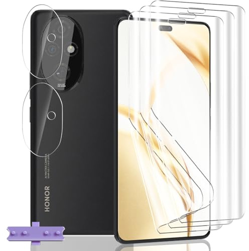 Yieehhow Protector Pantalla para Honor 200 Pro, [3 Piezas] HD Película TPU Suave y [2 Piezas] Cristal Templado Protector Cámara, Anti-Arañazos, Película Protectora Flexible para Honor 200 Pro