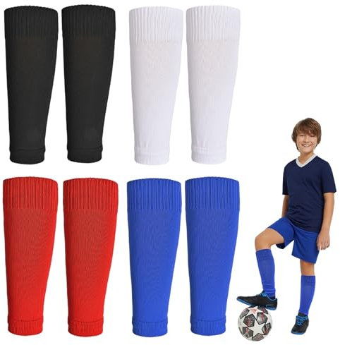 HZHSGLY 4PCS Football Sock sleeves, Footless Kids Football Socks, Breathable and Comfortable Pre Cut Socks for Sports
