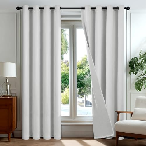 Deconovo 100% Verdunklungsvorhänge Blickdichte Gardinen mit Ösen Schallschutz Vorhang Verdunkelung Thermogardinen Hitzeschutz Blackout Curtains, H180 x B140 cm, Silber Grau, 2er Set