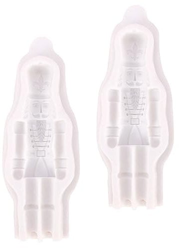 BEBEMOKO 2Pcs Nutcracker Silicone Molds for Christmas Baking Creative Cookie and Moulds for DIY Crafts and Non Stick Flexible Design