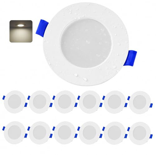 Leselux 4W LED Einbaustrahler 230V Flach IP44 4000K Neutralweiß, 12er Set | 65-85mm Lochmaß, Nicht Dimmbar 370LM, 25mm Ultra Flach Einbauleuchten für Badezimmer Küche Wohnzimmer