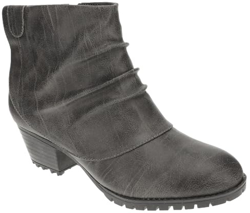 Easy Street Women's Ambrose Block Heeled Boots, Grey Distressed, 10 Wide