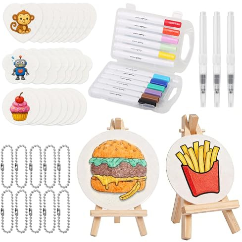 PacuM Magic Puffy Paint Set Avec 24 Foam Texture Painting Paper 12 Marqueurs Acryliques Couleur 3d Peinture Magique pour Peinture Texturée Mousse Création Cartes Vœux Projets Bricolage
