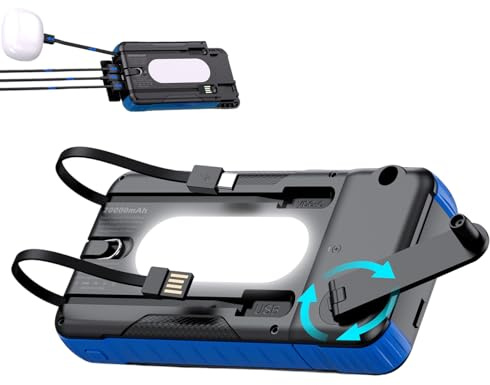 Solarladegerät Powerbank | wasserdichte Powerbank Mit 20000 mAh | Handkurbel Solar Ladegerät,Für Roadtrip Angeln Camping Wandern Reisen Backpacking Musikfestival