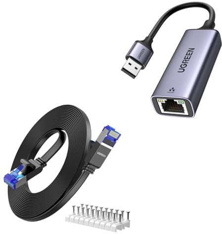 UGREEN LAN Adapter 1000Mbps Bündel mit Cat 8 LAN Kabel 40Gbps