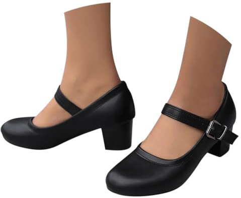 Minetom Mary Janes Pumps Damen Elegant Riemchen Abendschuhe Blockabsatz Hochzeit Party Schuhe