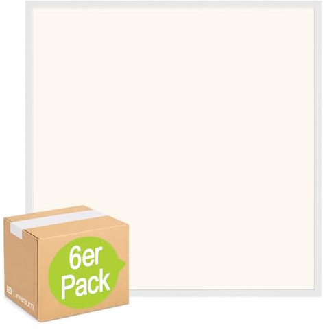 6x LED Panel rahmenlos 62x62cm 40W 3000K warmweiß 4000lm 100 Lumen/Watt flimmerfrei UGR<22 Einbau Rasterleuchte Einlegeleuchte Deckenleuchte Odenwalddecke OWA 620x620x32mm