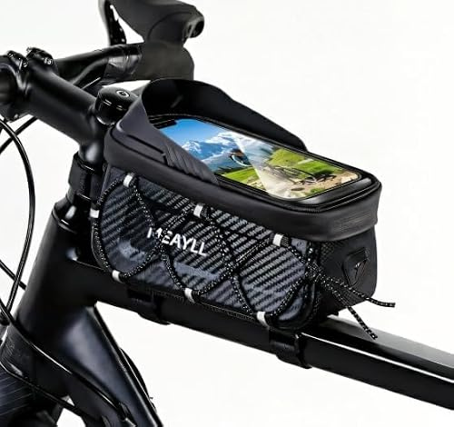Meayll Fahrradtasche Rahmen, Wasserdicht Rahmentasche Fahrrad (1,6L) | [Großes Fassungsvermögen] Oberrohrtasche Fahrrad Klettverschluss, Touchscreen & Schnellspanner, Für MTB, Gravelbike, Rennrad