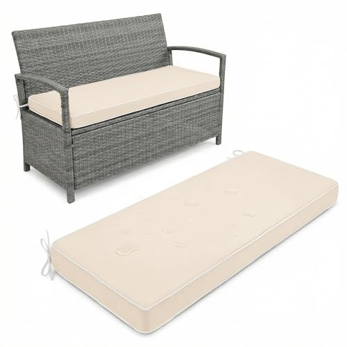 Aocase Bankauflage 85x40cm waschbares Sitzkissen für Gartenbank, mit Rutschfester Unterseite und Paspel, Abnehmbarer Bezug, für Terrasse, Fensterbank, Flurbank, 5cm Dick Innen und Außen,Off White