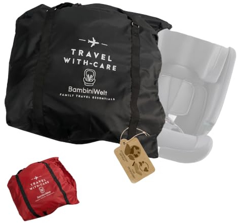BambiniWelt by Rafael K. Kinderautositz Transporttasche Universal | Reisetasche & Schutzhülle für Flugzeug, Bahn und Auto, wasserabweisend, robust, mit Tragegurten & Aufbewahrungsbeutel