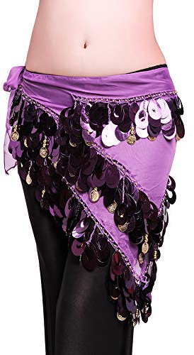 ROYAL SMEELA Bauchtanz Hüfttuch Sexy Bauchtanz Kostüm Damen Tanz umhüllt Rock Flamenco Zigeuner Silber Münze Dreieck Hüften Schals Bauchtanz Kleid münztuch Bauchtanz Übungskleidung Bauchtanz gürtel
