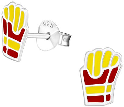 Monkimau Mädchen Ohrringe Pommes Ohrstecker aus 925 Sterling Silver Silber
