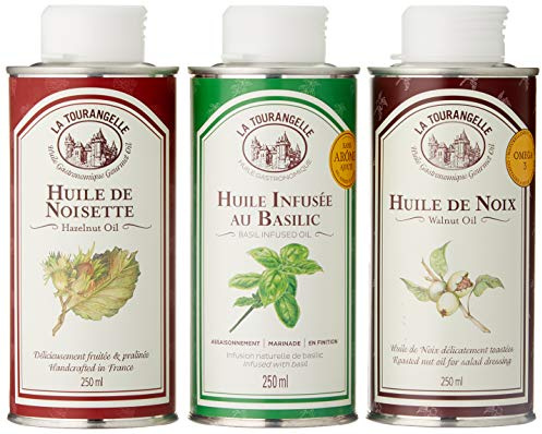 La Tourangelle Walnussöl / Haselnussöl / Basilikum-Öl-Trio-Packung, 750 ml