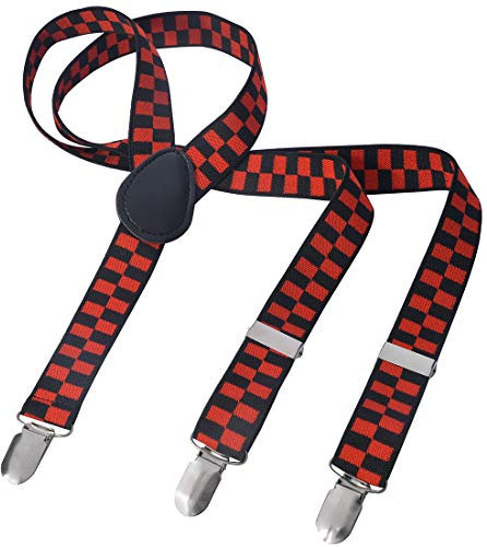 Miobo Long Hosenträger Y Form Style 3er Clips elastisch Schmal Unifarbe und Bunt mit verschiedenen Motiv