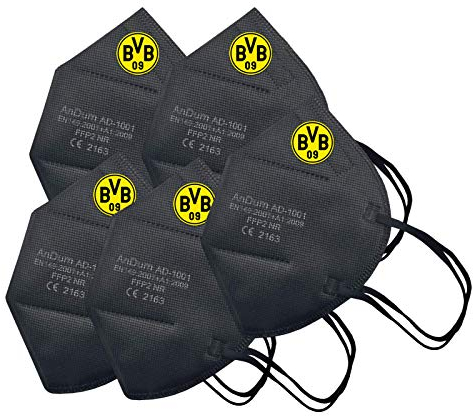 Borussia Dortmund BVB-FFP2-Maske (5er Pack), Schwarz