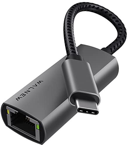 USB C to Ethernet Adapter, WALNEW Gigabit Cat Cable Converter to Type-C, USBC Thunderbolt 3 Lan Network Adaptor for Mac,MacBook,iPad Pro/Air,Dell XPS,Surface,Chromebook Laptop,Galaxy S23 S22 Tab S8 S7