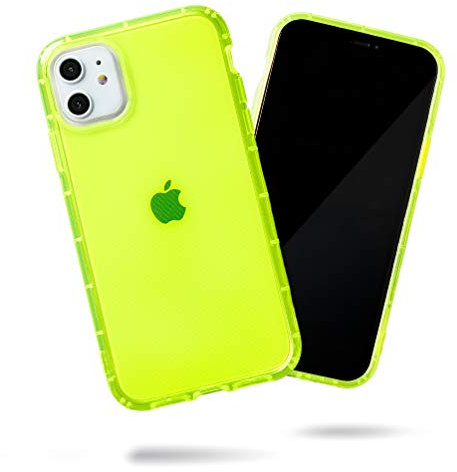 SteepLab Neon Highlighter Case for iPhone, The Grippy Jelly Case w/Protective Air Pockets (Conspicuous Neon Yellow, iPhone 11)