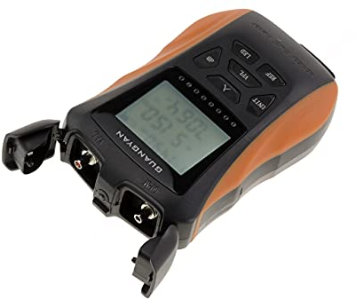 KALEA-INFORMATIQUE Comprobador de Fibra óptica con medidor de Potencia y función VFL, y Cable de Red Ethernet RJ45. Pantalla LCD retroiluminada, batería Recargable.