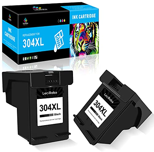 LeciRoba 304 XL für hp 304 schwarz und hp 304 XL Schwarz druckerpatronen für HP 5010 5020 5030 5032 DeskJet 2620 2622 2630 2632 2633 2634 3720 3730 3733 3735 3750 3760 3764 (2-Schwarz)