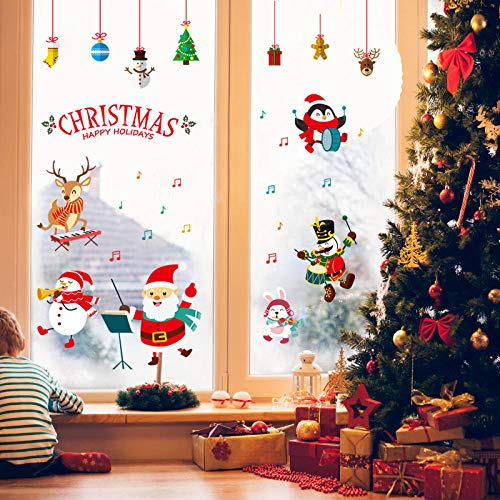 LZHLMCL Wandtattoos Bilder Weihnachtsglastüraufkleber Schmücken Dekorationen Weihnachtsbaum Wandaufkleber Fensterladen Fensteraufkleber