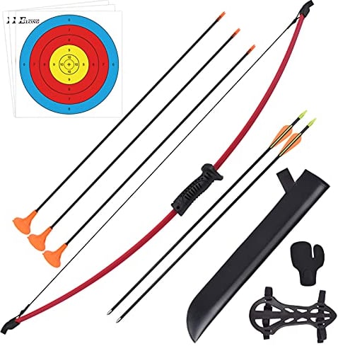 Recurve Bögen Pfeil und Bogen Set für Kinder Bogenschießen, Recurvebogen 10 lbs, 3 Saugpfeile, Fiberglas, Zielscheibe und Zubehör - Bogenschießen für Anfänger Kinder und Erwachsene