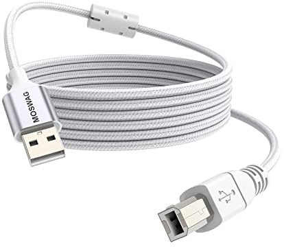 MOSWAG Cable de impresora USB Cable de escáner de 3 m Cable de impresora USB de tipo A a tipo B Cable de escáner USB 2.0 de alta velocidad duradero para HP, Canon, Dell, Epson, Lexmark, Xerox, Brother