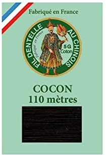 Sajou Cocon Calais - Fil Dentelle & Broderie - Fil au Chinois Fabriqué en France - Coloris 6180 - Noir
