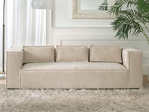 Lisa Design Stella – 3-Sitzer Einzelsofa – aus Cord – moderner Stil Beige