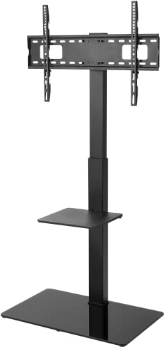 goobay 58526 TV Standfuss für Fernseher und Monitore zwischen 37“ und 70 Zoll (94-180cm) / Schwenkbar und Höhenverstellbar/Fernsehständer für Flat TV & Curved TV bis 40 kg Schwarz