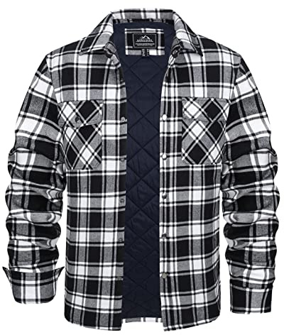 KEFITEVD Hommes Veste Carreaux Bûcheron Flanelle Chaude Blouson Carreaux Extérieur Chemise Carreaux Bûcheron Décontractée,Noir,3XL