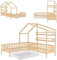 JINTAOMA Massivholzbett für Kinder, niedriges Hochbett aus Holz, Hochbett für Kinder, 90 x 200 cm großes Bett, Spielbett, Jugendbett, Doppelbett