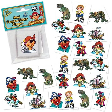 24 Fensterbilder * JUNGEN * als Mitgebsel zum Kindergeburtstag oder zum Basteln | Deko Geschenk Kinder Geburtstag Sticker Aufkleber