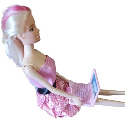Fat-catz-copy-catz Small Fashion Doll's Sized Pink Plastic Laptop Prop for Doll's House (Doll Not Included)