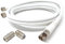 DRUT 1m Twin Shotgun Satellite Moulded F-Type Plug to Socket RG6 Coaxial Extension Antenna Cable Lead With F-Type Couplers 3.3ft White