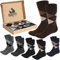 Brubaker 6 Paar Socken mit Rautenmuster - Herrensocken mit Argyle Karo Muster in Geschenkbox - Herren Komfortsocken - weich und atmungsaktiv - Farbmix Grau/Braun - Größe 47-50