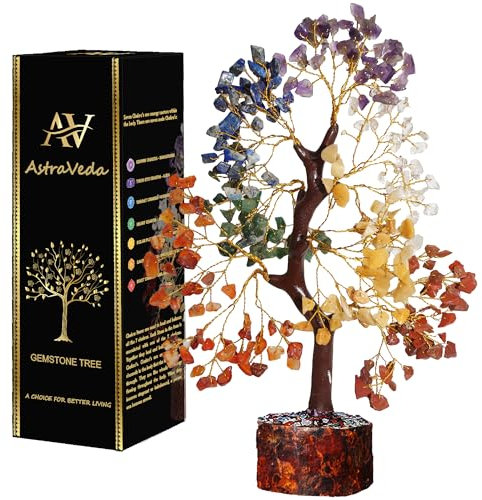 AstraVeda 7 Chakra Tree, Tree of Life, Crystal Tree, Feng Shui Tree, Positive Energy Tree, Meditation Gift, Crystals and Stones, Spiritual Items, 300 Beads