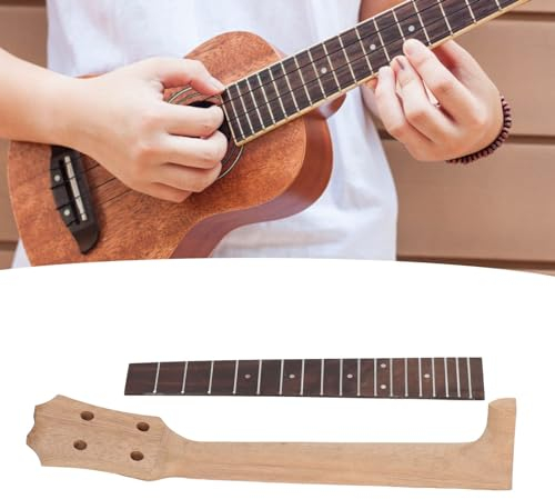 Ukulele Griffbrett Hals, Palisander Okoume Holz Griffbrett Set Hals Teile für 4 String Ukulele, Folk Musikinstrument Zubehör Geschenk für Anfänger & Profi