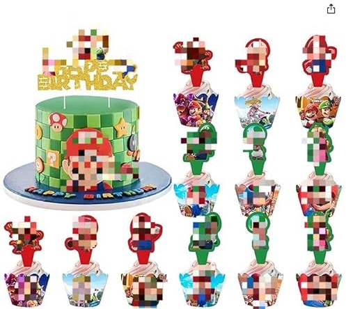 Miotlsy Cupcake Toppers 25 Stück Geburtstag Deko Figuren Cake Topper Tortendeko Geburtstag Set Junge MäDchen Party Torte Deko
