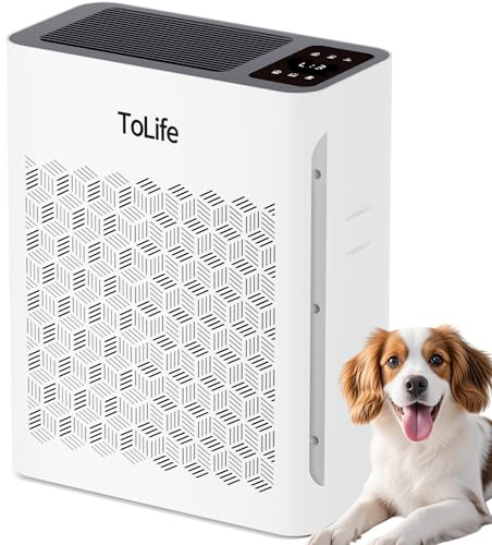 ToLife Purificadores de aire para el hogar, habitación grande de hasta 1095 pies cuadrados con pantalla PM 2.5, sensor de calidad del aire, modo automático, temporizador, purificador de aire HEPA para