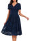 Robe Femme Rose Poudré Robe De Soirée De Mariage d'automne Et d'hiver Rétro Robes De Soirée Minces pour Dames Robe en Maille De Dentelle T-Shirts Robes pour Femmes (Blue, S)