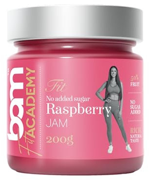 BAM topping di frutta, marmellata di frutta per la prima colazione, topping Perfetto per i dolci, la pasticceria domestica e professionale, 200 millilitri (Lampone senza zuccheri aggiunti)