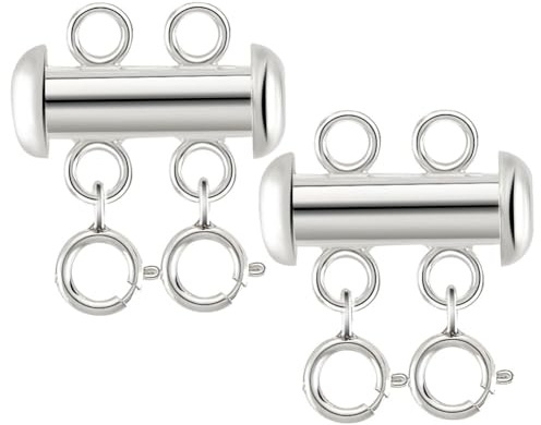 PH PandaHall 925 Layering Verschlüsse Aus Sterlingsilber 2 Stück Detangler Spacer Tube Verschluss Separator Für Stapelbare Armbandketten Halskette Verschluss Für DIY Ohrring Schmuck Herstellung
